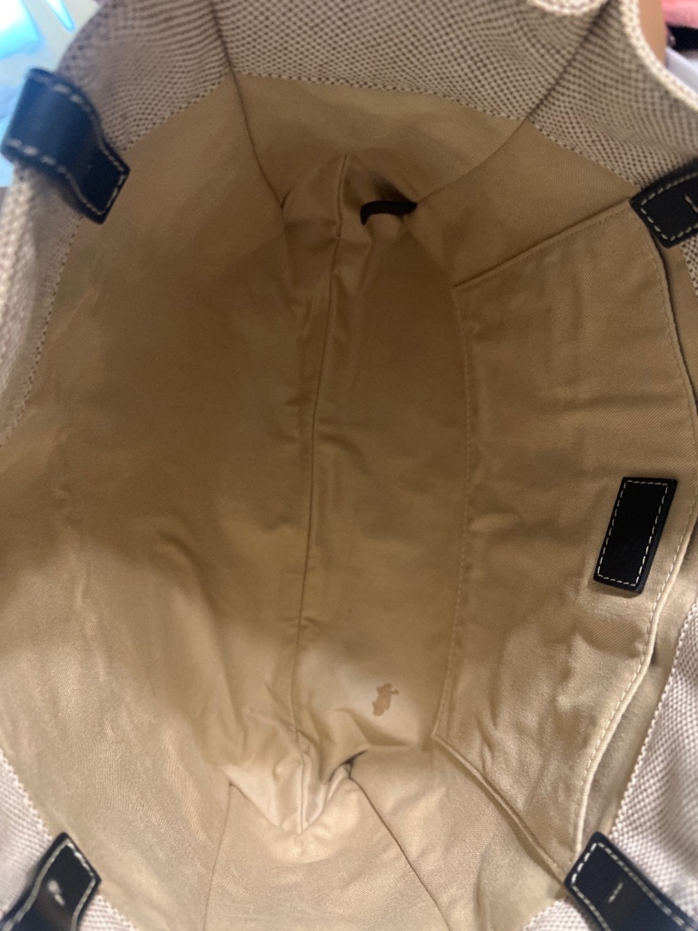 Authentic CHLOÉ Beige and Navy/black Leather Trim Canvas Tote Bag - Picture 7 of 17